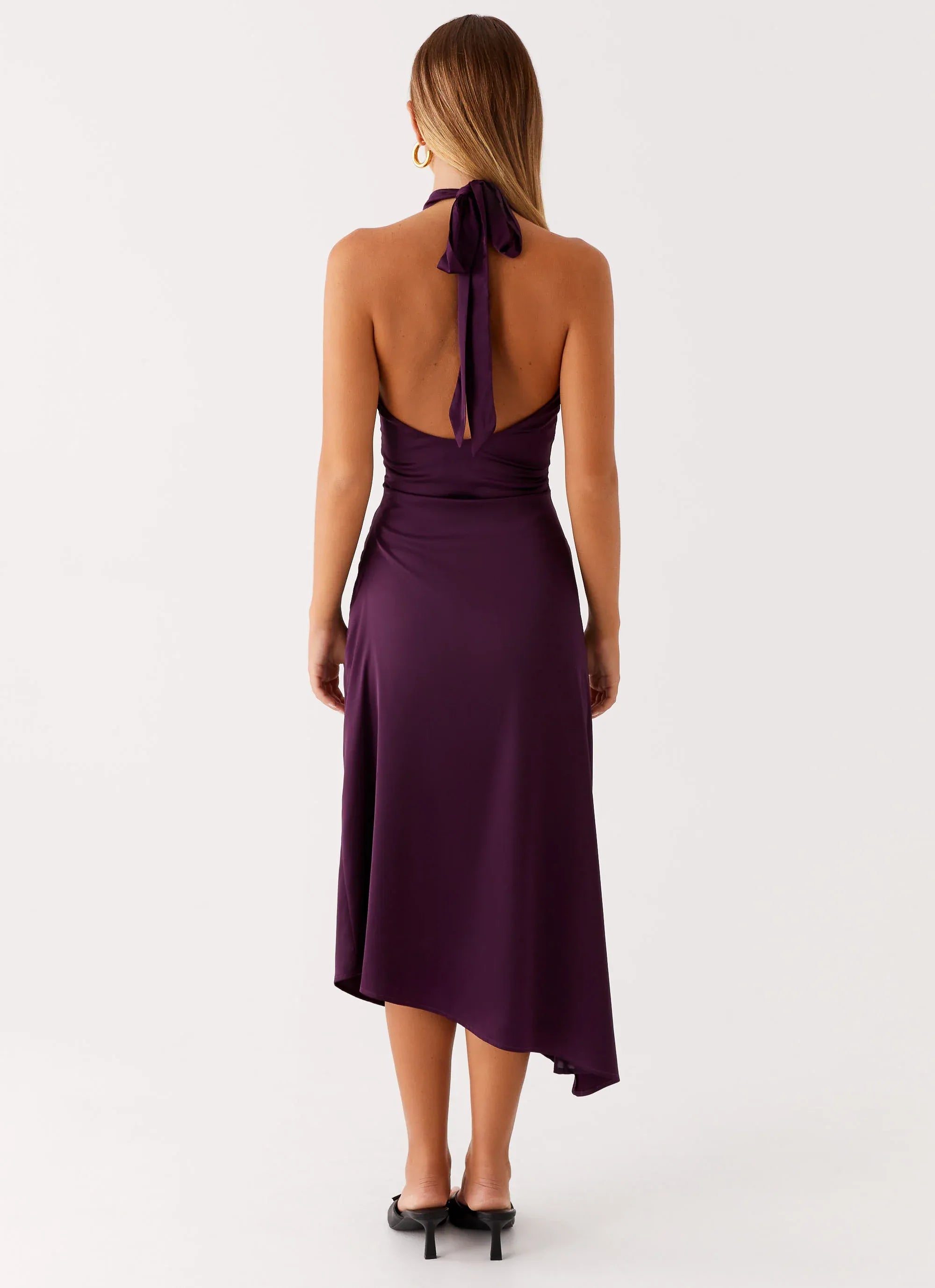 Charming Sheath High Neck Sleeveless Tie Back Asymmetric Midi Plus Size Evening Dress