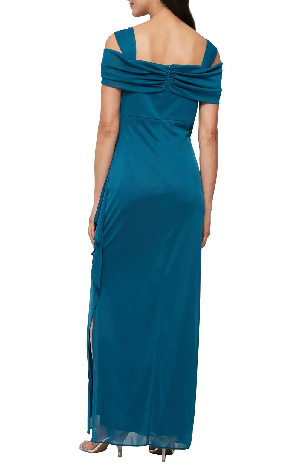 Charming Sheath Off Shoulder Short Sleeve Zipper Back Floor Length Evening Dress