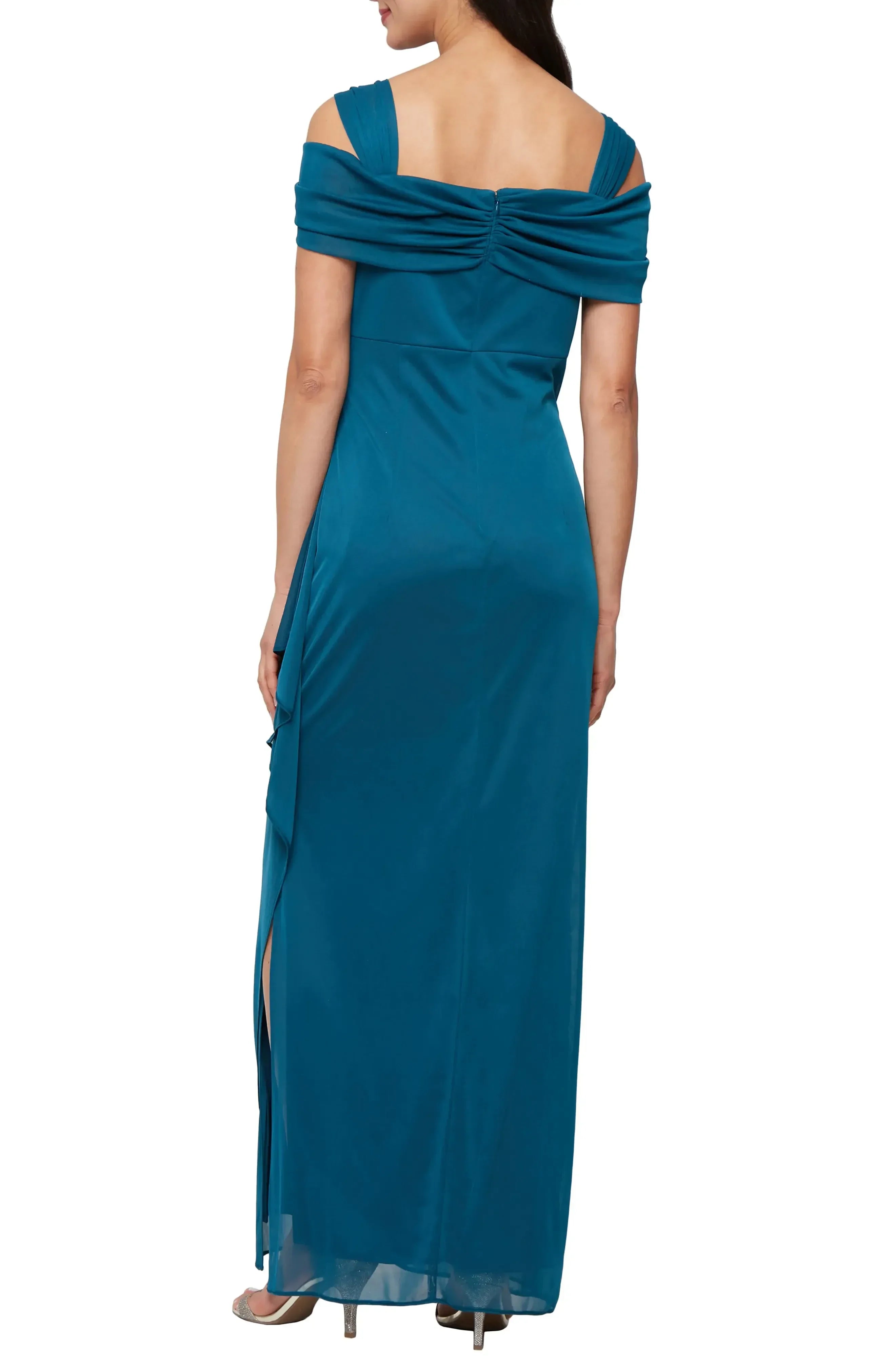 Charming Sheath Off Shoulder Short Sleeve Zipper Back Floor Length Evening Dress