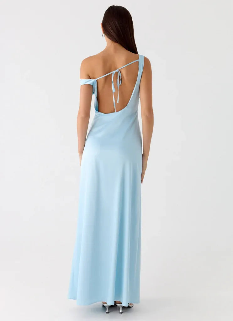 Charming Sheath One Shoulder Short Sleeve Open Back Floor Length Plus Size Evening Dress
