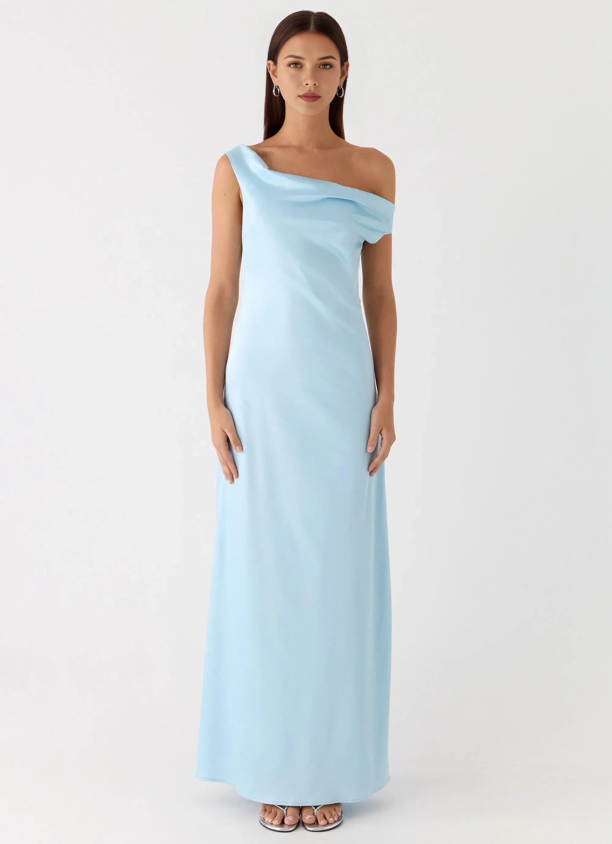 Charming Sheath One Shoulder Short Sleeve Open Back Floor Length Plus Size Evening Dress