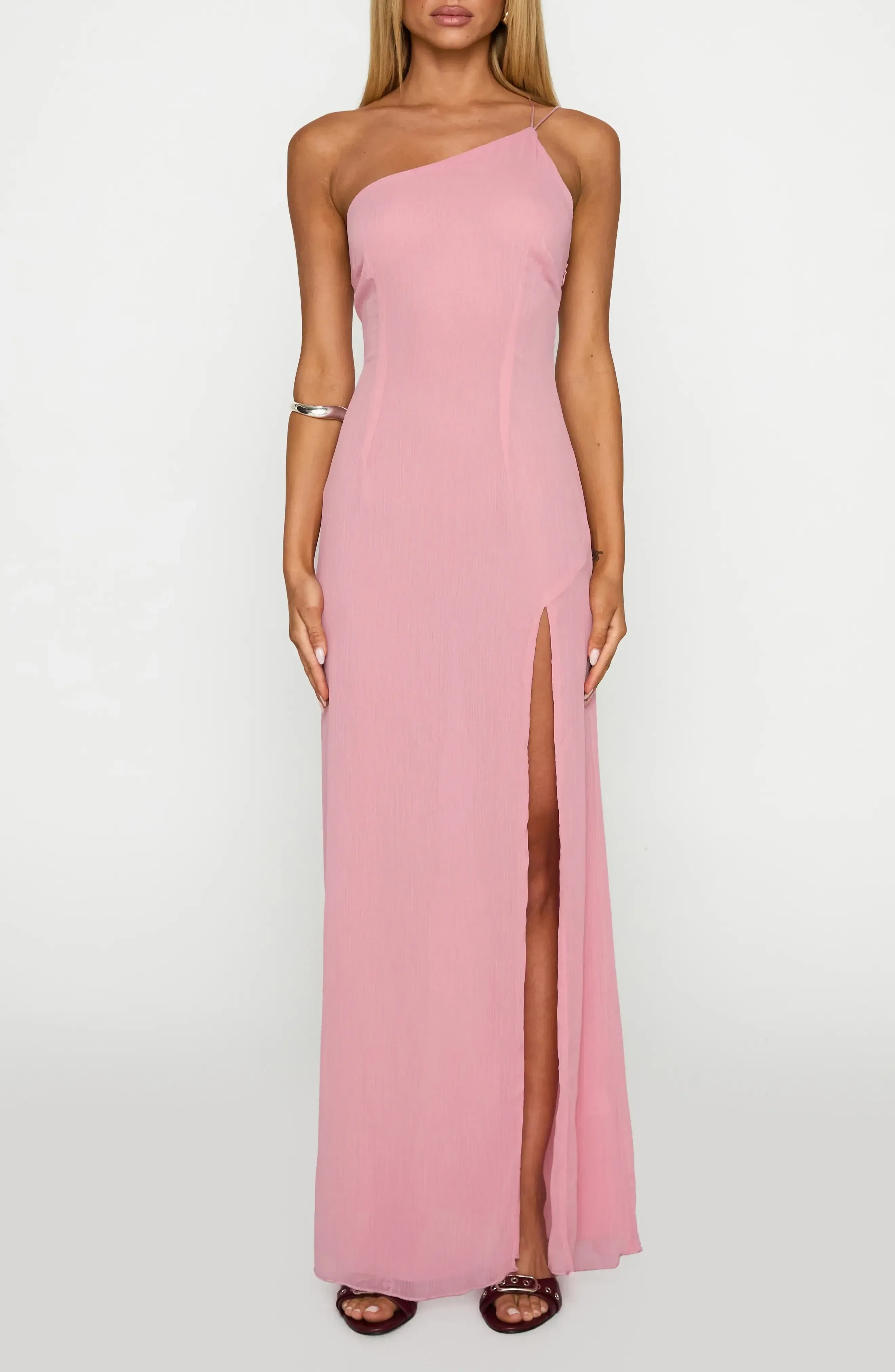 Charming Sheath One Shoulder Sleeveless Lace Up Back Floor Length Evening Dress