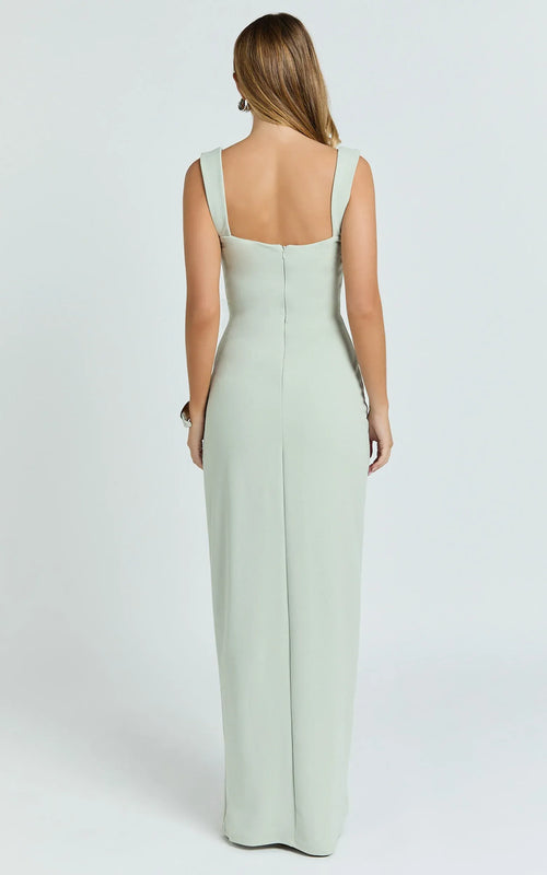 Charming Sheath Square Neck Sleeveless Open Back Floor Length Plus Size Evening Dress