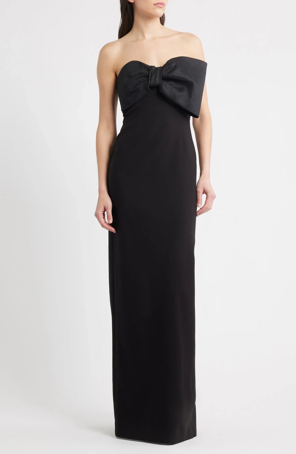 Charming Sheath Strapless Bow Accent Sleeveless Zipper Back Floor Length Evening Dress