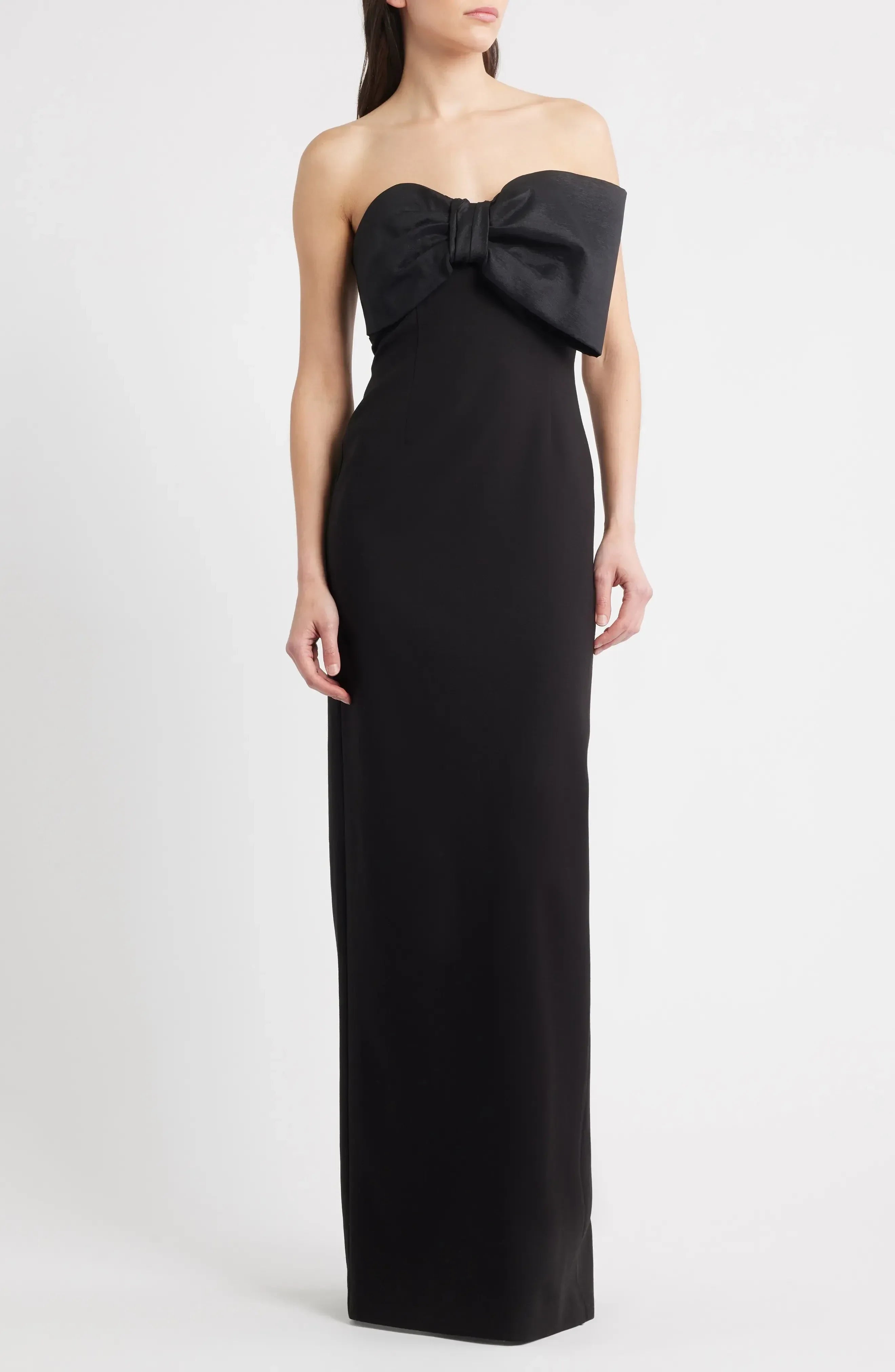 Charming Sheath Strapless Bow Accent Sleeveless Zipper Back Floor Length Evening Dress