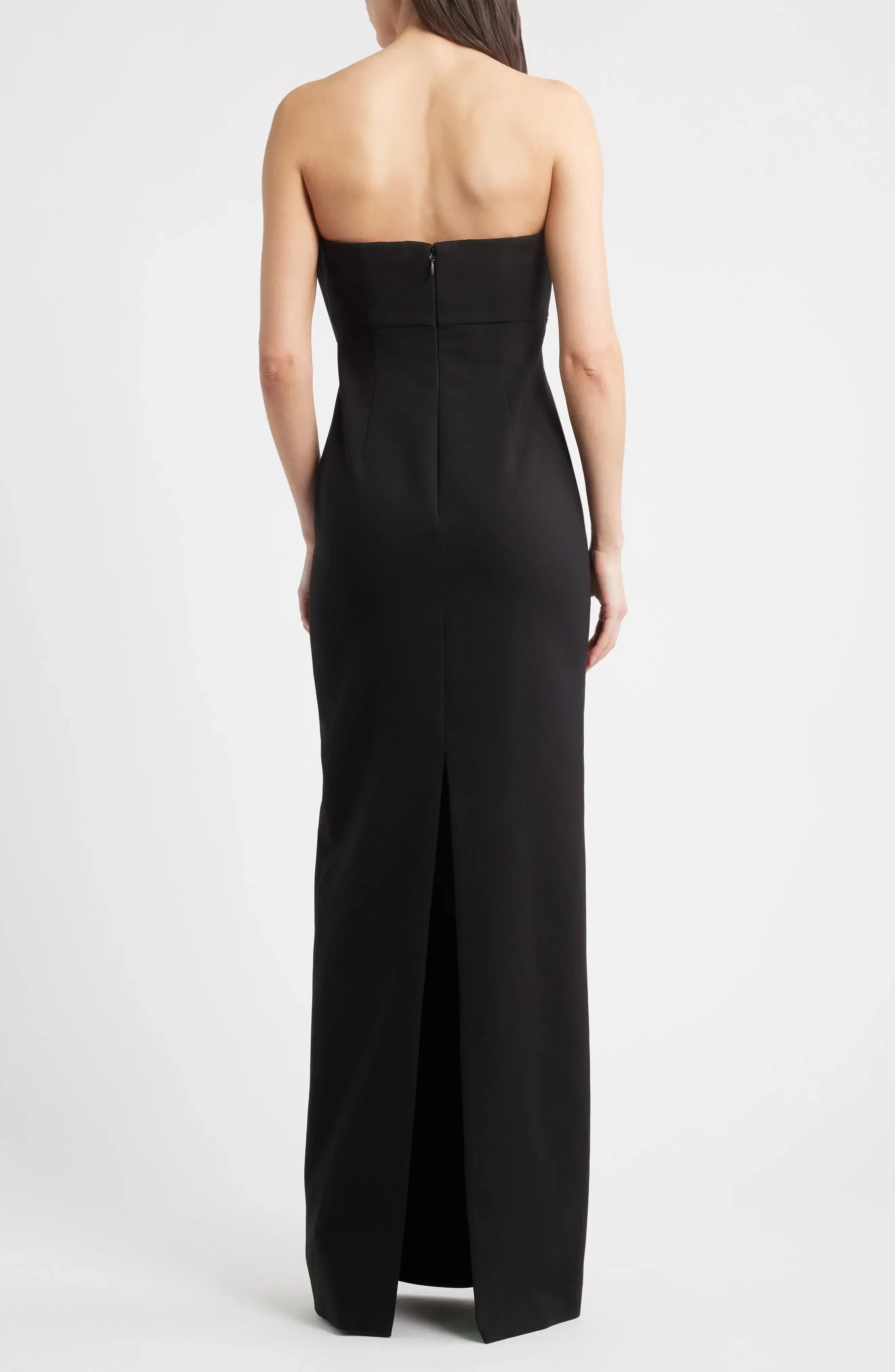 Charming Sheath Strapless Bow Accent Sleeveless Zipper Back Floor Length Evening Dress