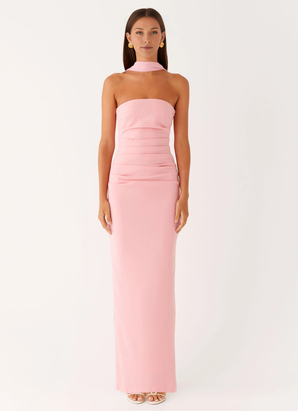 Charming Sheath Strapless Sleeveless Draped Back Floor Length Plus Size Evening Dress