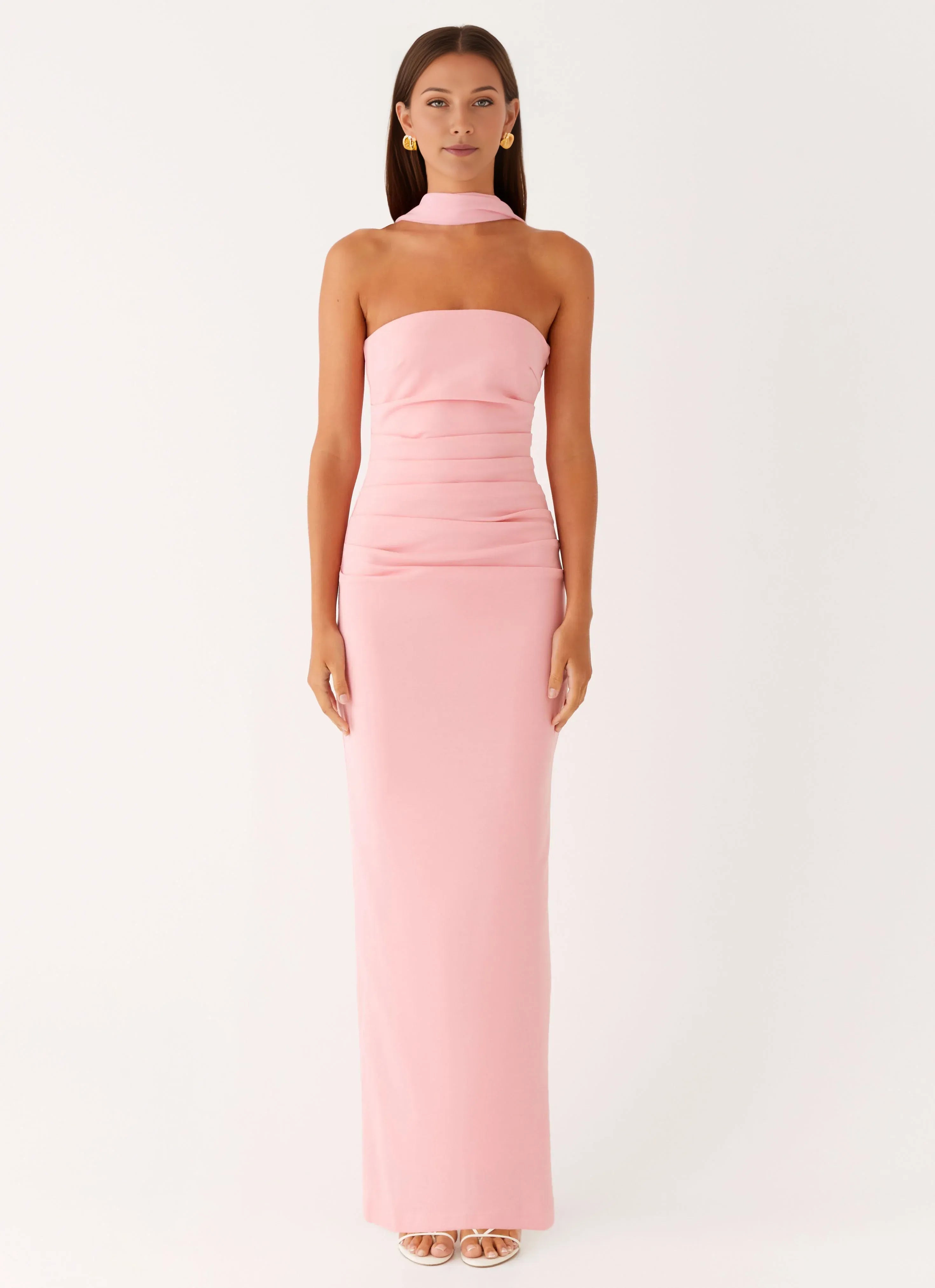 Charming Sheath Strapless Sleeveless Draped Back Floor Length Plus Size Evening Dress