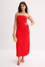Charming Sheath Strapless Sleeveless Ruched Bodice Floor Length Plus Size Prom Dress