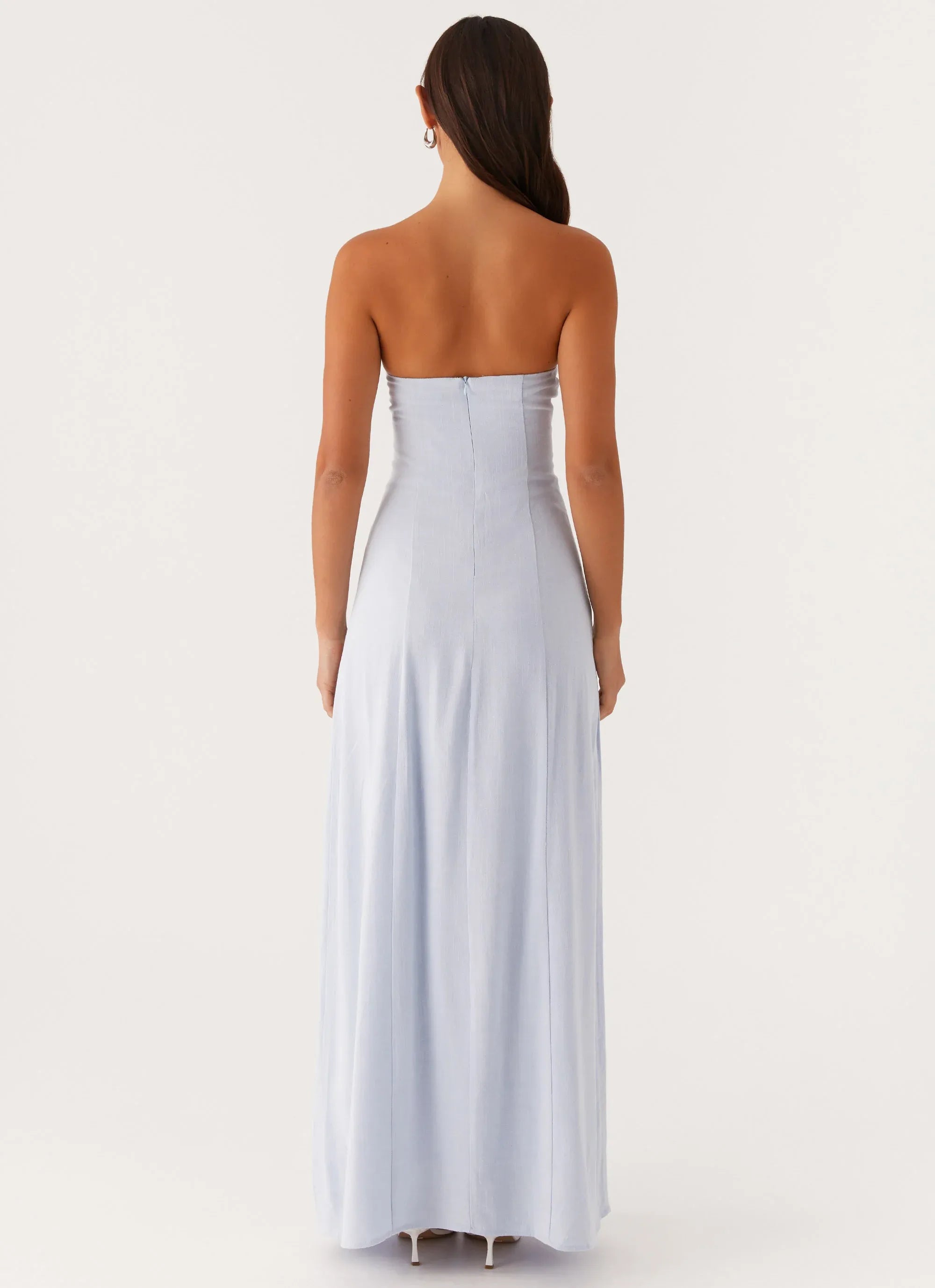 Charming Sheath Strapless Sleeveless Ruffled Zip Back Floor Length Plus Size Evening Dress