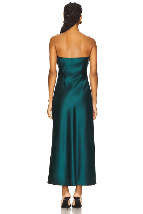 Robe de Soirée Fourreau Midi Charmante Bustier Sans Manches Dos Uni