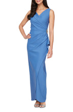 Charming Sheath V Neck Sleeveless Ruched Back Floor Length Evening Dress