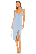 Charming Sheath V Neck Sleeveless Tie Strap Midi Evening Dress