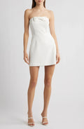 Charming Strapless Bow Accent Sleeveless Zip Back Short Length Homecoming Dress