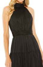 Charming Tiered Halter Neck Sleeveless Tie Back Floor Length Evening Dress
