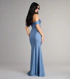 Charming Trumpet Off Shoulder Short Sleeve Zipper Back Floor Length Prom Dress
