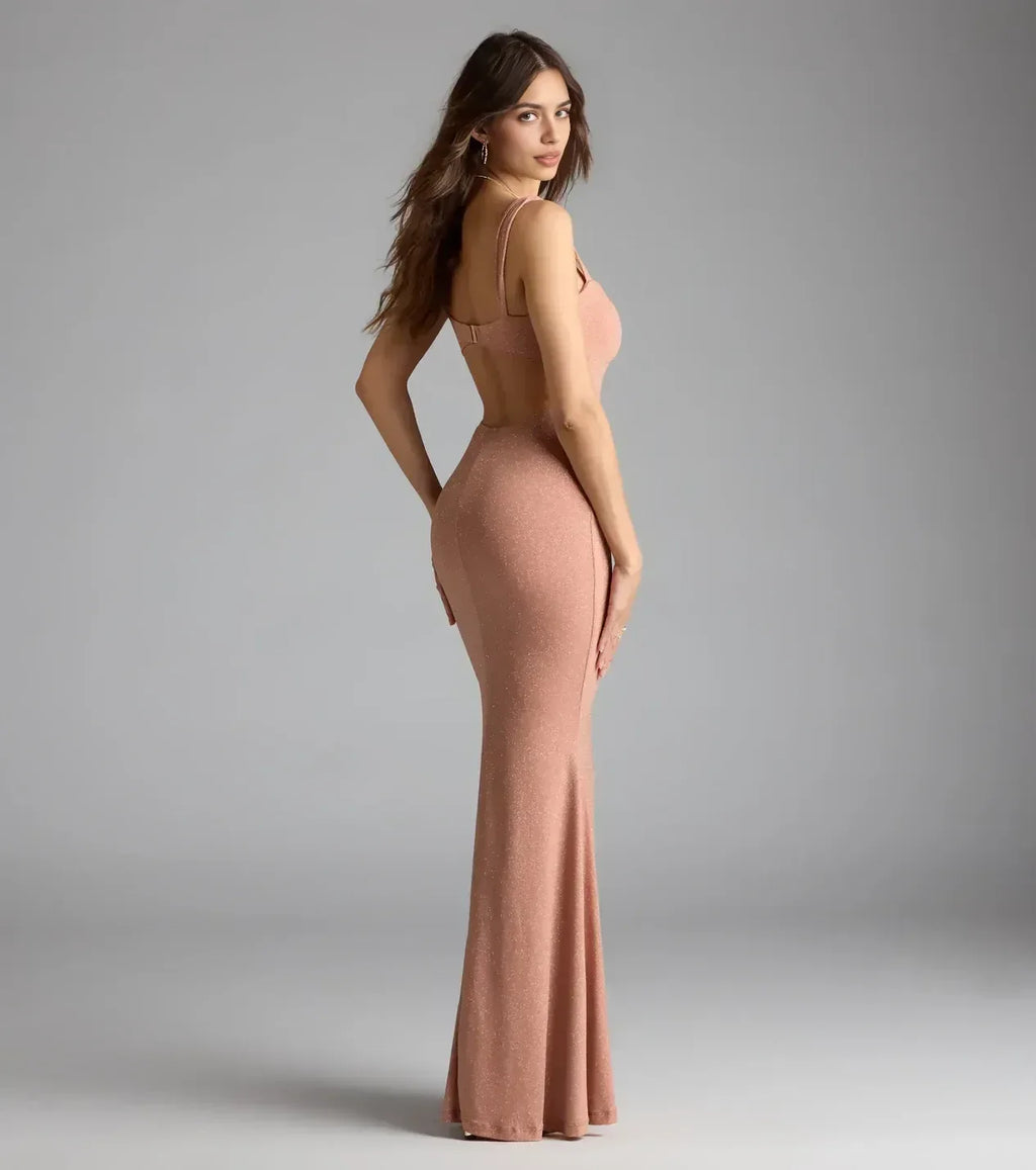 Charming Trumpet Sweetheart Neck Spaghetti Strap Open Back Floor Length Prom Dress