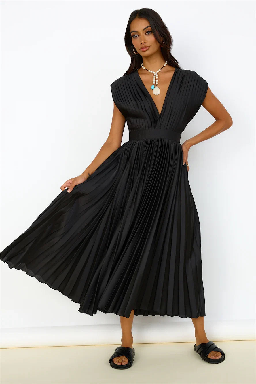 Charming A-Line Deep V Neck Sleeveless Backless Ankle-Length Prom Dress