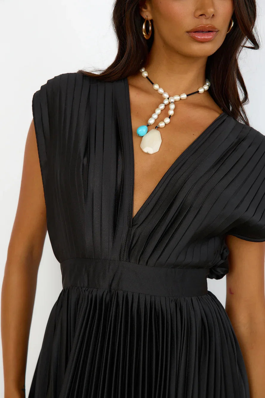 Charming A-Line Deep V Neck Sleeveless Backless Ankle-Length Prom Dress