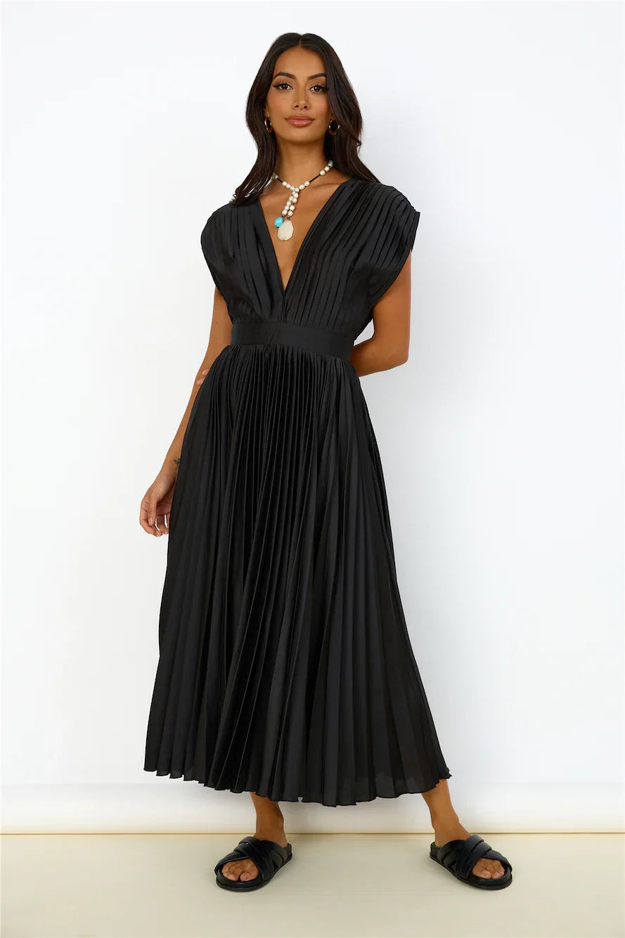 Charming A-Line Deep V Neck Sleeveless Backless Ankle-Length Prom Dress