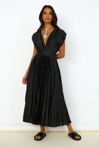Charming A-Line Deep V Neck Sleeveless Backless Ankle-Length Prom Dress