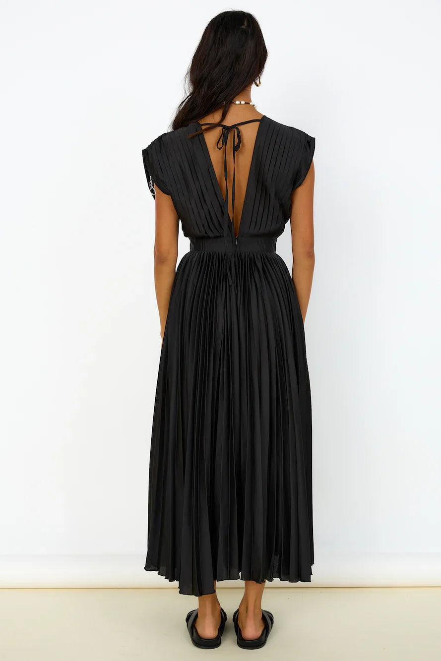 Charming A-Line Deep V Neck Sleeveless Backless Ankle-Length Prom Dress