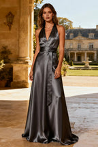 Charming A-Line Halter Neck Sleeveless Sweep/Brush Train Prom Dress