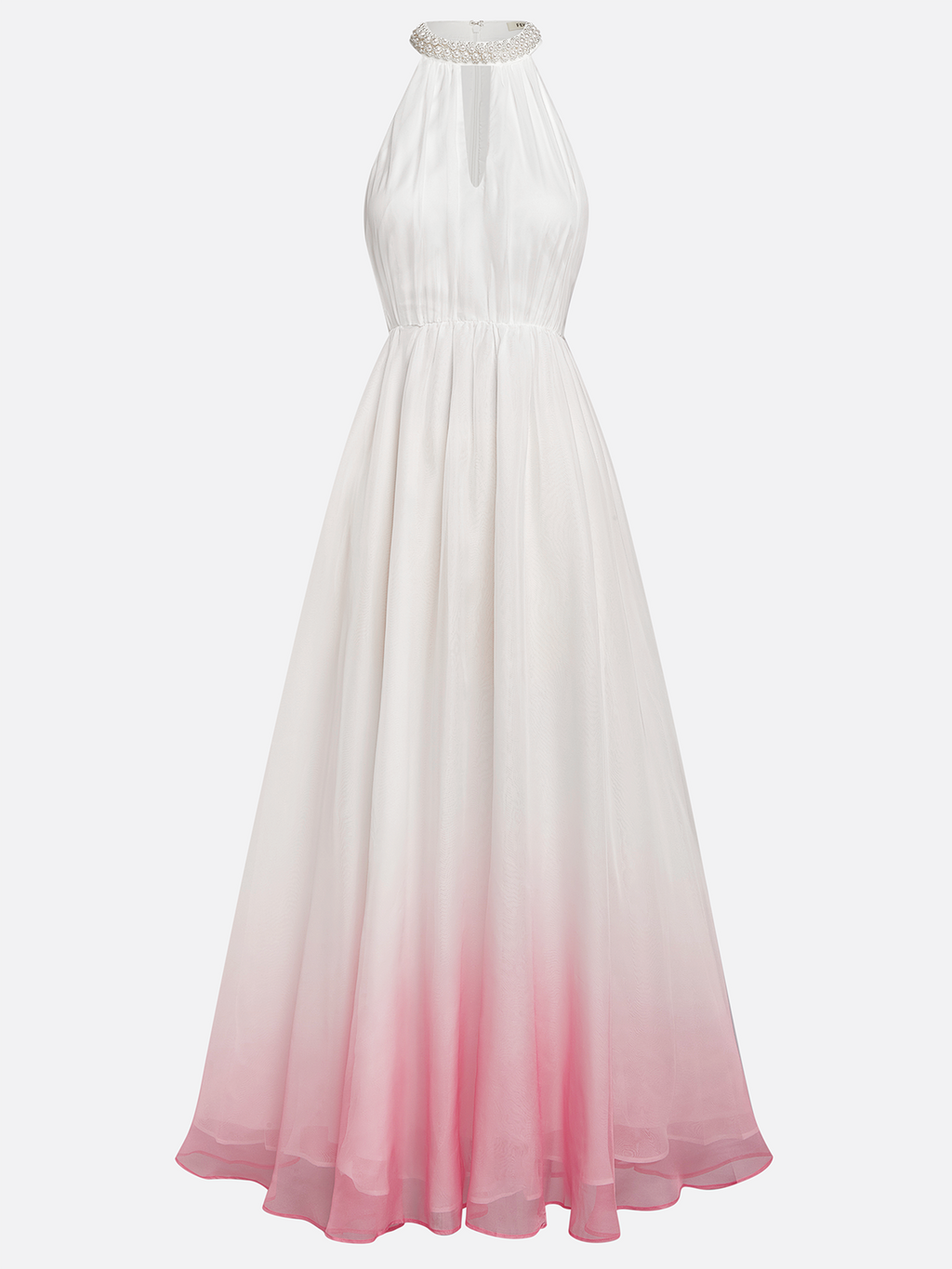 Charming A-Line Halter Neck Sleeveless Zipper Up Floor-Length Prom Dress