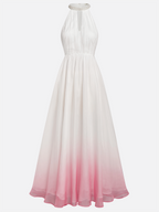 Charming A-Line Halter Neck Sleeveless Zipper Up Floor-Length Prom Dress