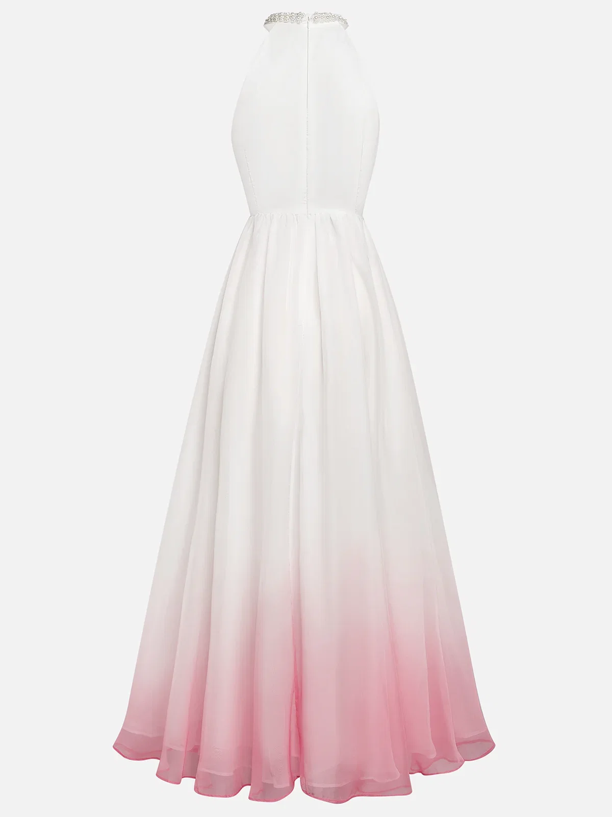 Charming A-Line Halter Neck Sleeveless Zipper Up Floor-Length Prom Dress