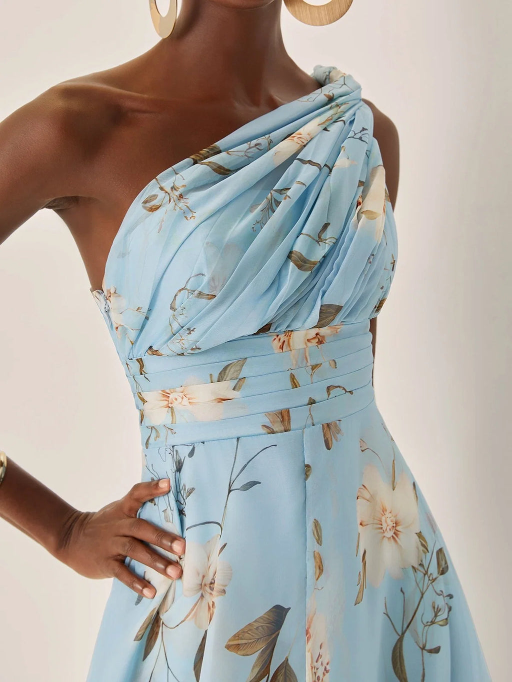 Charming A-Line One Shoulder Sleeveless Keyhole Ankle-Length Evening Dress