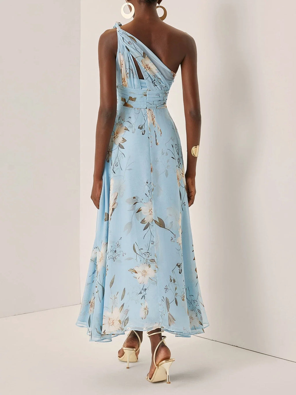 Charming A-Line One Shoulder Sleeveless Keyhole Ankle-Length Evening Dress