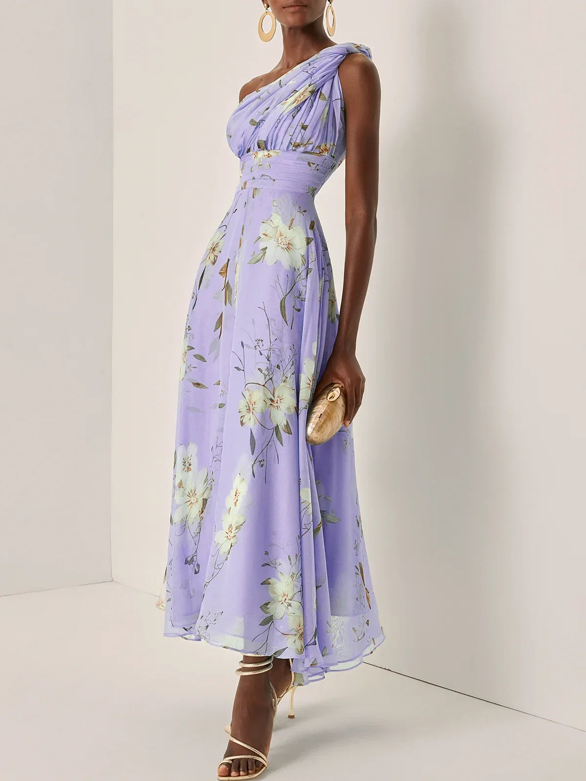 Charming A-Line One Shoulder Sleeveless Keyhole Ankle-Length Evening Dress