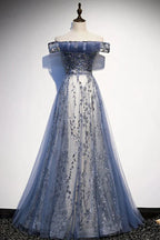 Charming A-Line/Princess Off The Shoulder Cap Sleeves Up Floor-Length Party Dresses