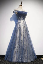 Charming A-Line/Princess Off The Shoulder Cap Sleeves Up Floor-Length Party Dresses