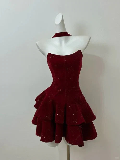 Charming A-Line/Princess Strapless Sleeveless Zipper Up Short-Mini Party Dresses