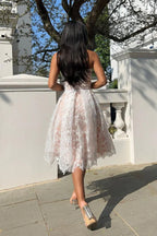 Charming A-Line/Princess Sweetheart Sleeveless Zipper Up Tea Length Homecoming Dress