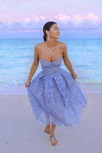 Charming A-Line/Princess Sweetheart Sleeveless Zipper Up Tea Length Homecoming Dress