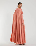 Charming A-Line/Princess V Neck Sleeveless Cape Back Floor-Length Prom Dress