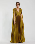 Charming A-Line/Princess V Neck Sleeveless Cape Back Floor-Length Prom Dress