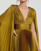 Charming A-Line/Princess V Neck Sleeveless Cape Back Floor-Length Prom Dress