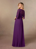 Charming A-Line Scoop Neck Short Sleeves Back Zip Floor-Length Mother of the Bride Dress