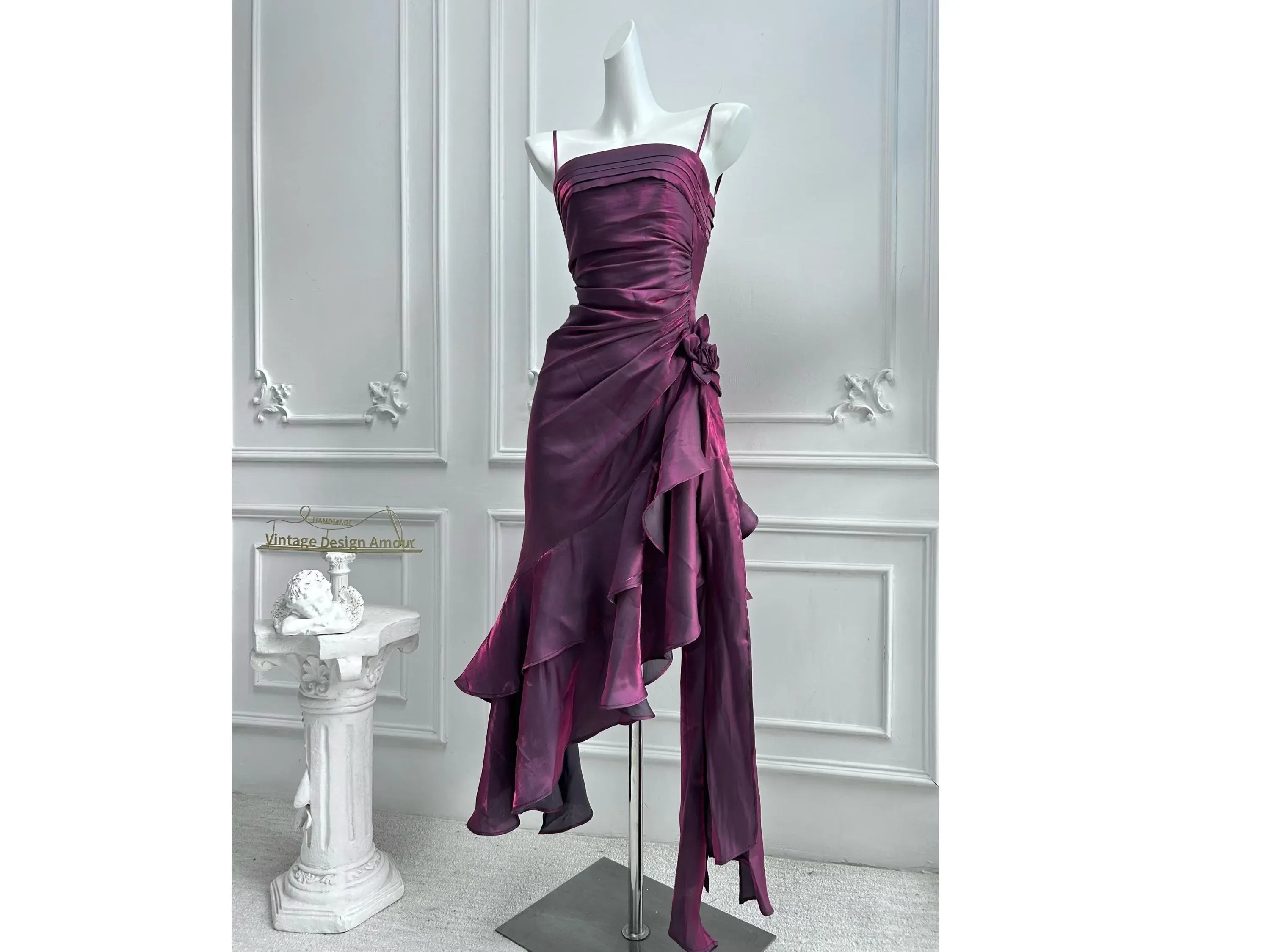 Prom Dress Chic A Line With Spaghetti Straps Ruched Bodice And Asymmetrical Ruffle Hem For Prom Goers