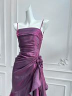 Prom Dress Chic A Line With Spaghetti Straps Ruched Bodice And Asymmetrical Ruffle Hem For Prom Goers