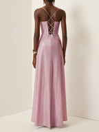 Charming A-Line Spaghetti Straps Sleeveless Up Floor-Length Evening Dress
