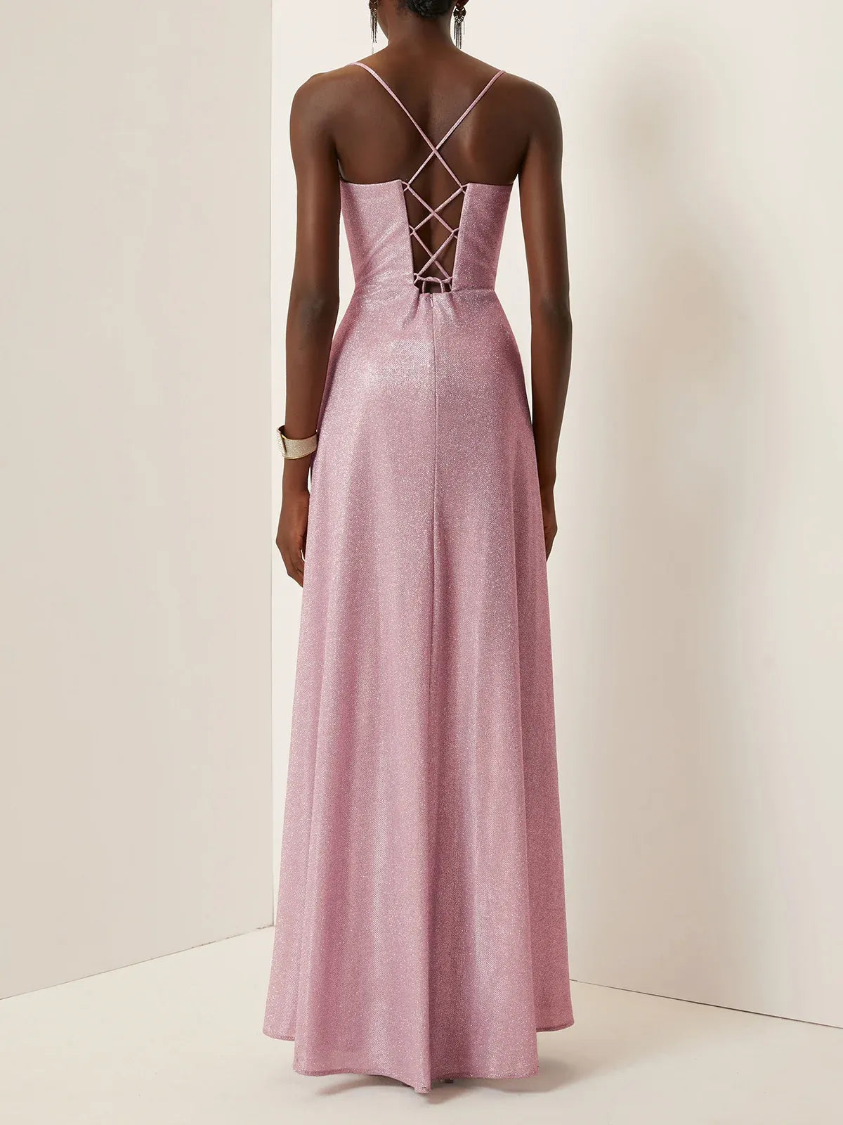 Charming A-Line Spaghetti Straps Sleeveless Up Floor-Length Evening Dress