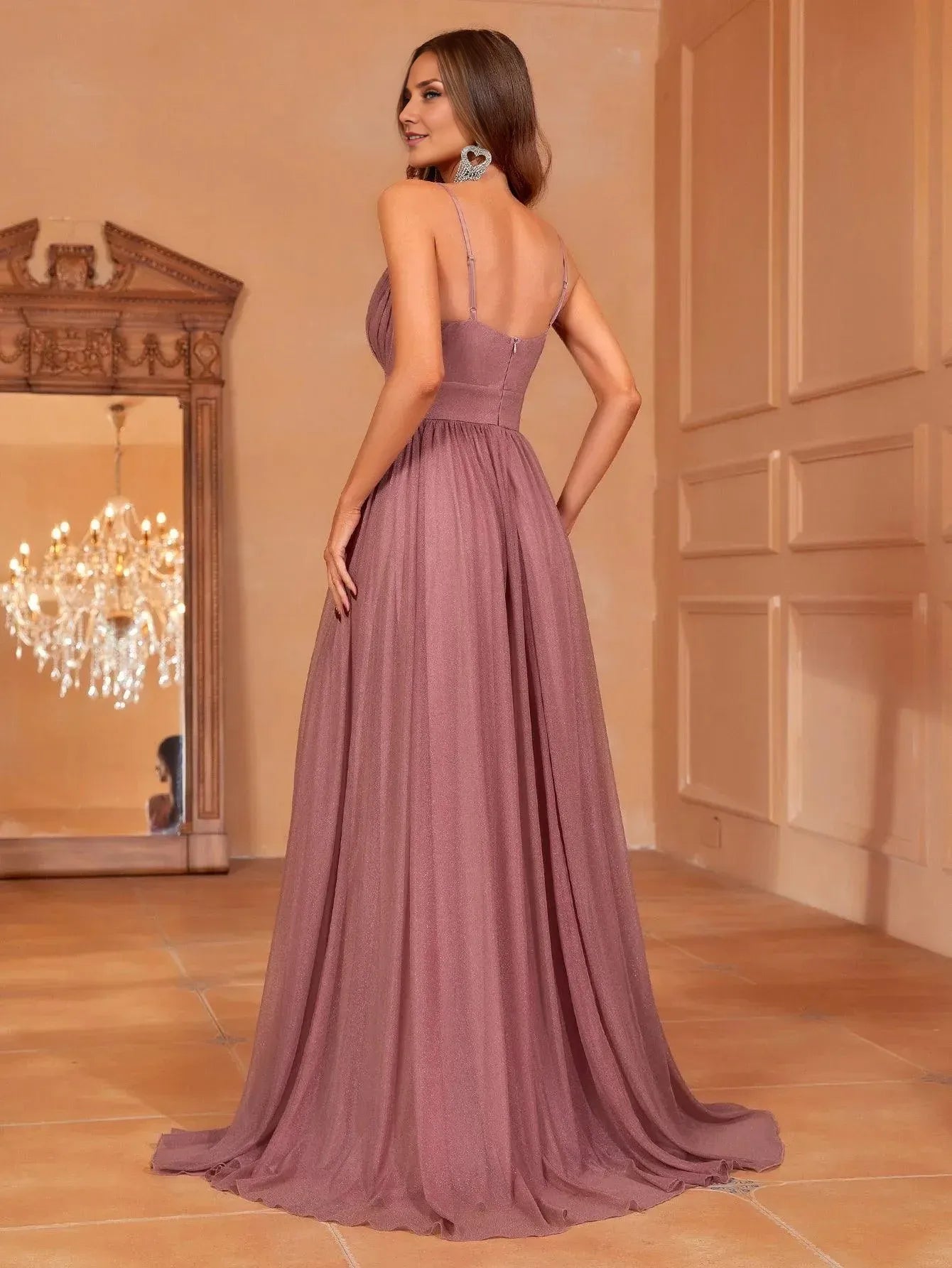 Charming A-Line Spaghetti Straps Sleeveless Zipper Up Floor-Length Prom Dress