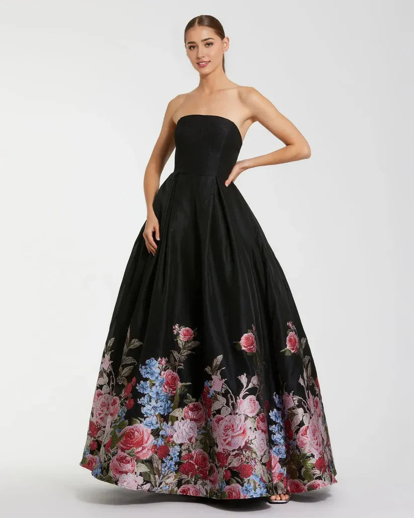 Charming A-Line Strapless Neck Sleeveless Zipper Up Floor-Length Prom Dress