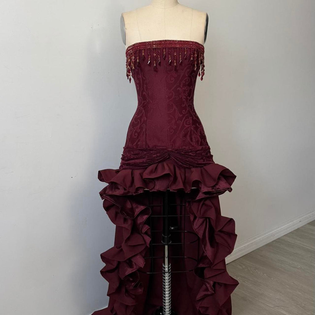 Charming A-Line Strapless Sleeveless Up Sweep/Brush Train Party Dress