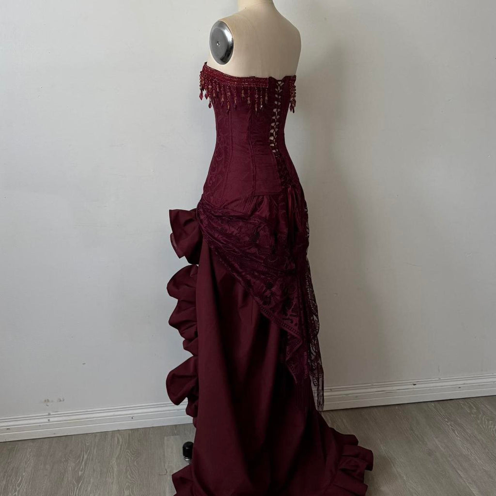 Charming A-Line Strapless Sleeveless Up Sweep/Brush Train Party Dress